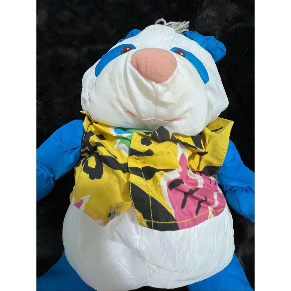 Fisher Price Puffalumps Wild Thing Blue White Panda Bear With Shirt 1987 VTG - Picture 3 of 5